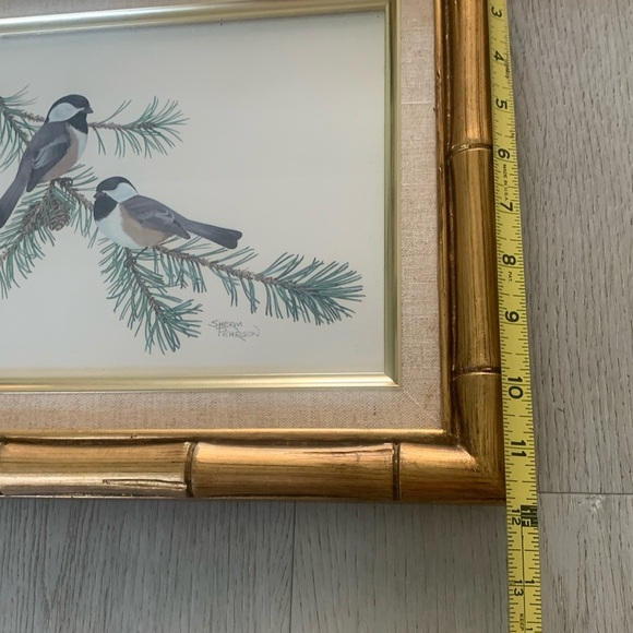 Sherm Pehrson Bird Prints Set of 3 wall art decor‎ bamboo wooden frames gold - Picture 11 of 16
